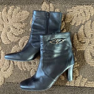 Black leather boots